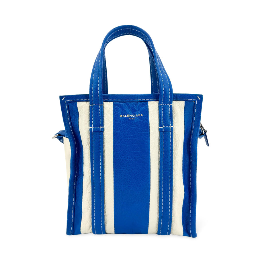 Balenciaga Bazar Striped Leather Blue Bag