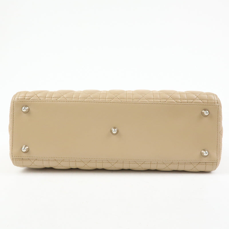 Christian Dior Lady Cannage Quilt Lambskin Beige Leather Bag