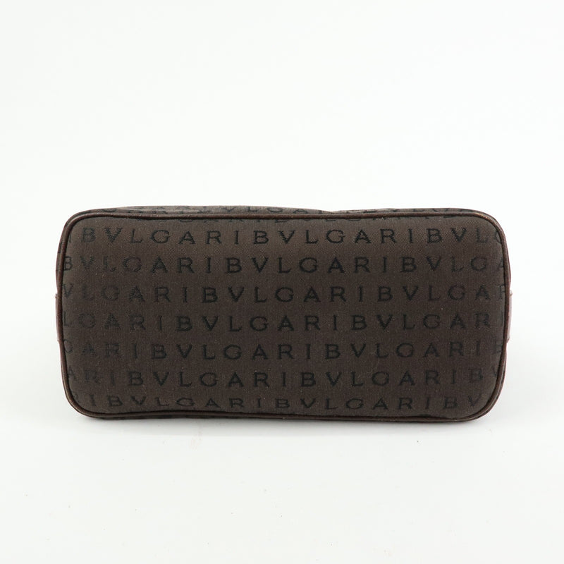 Bvlgari Logomania Suede Brown Canvas Bag