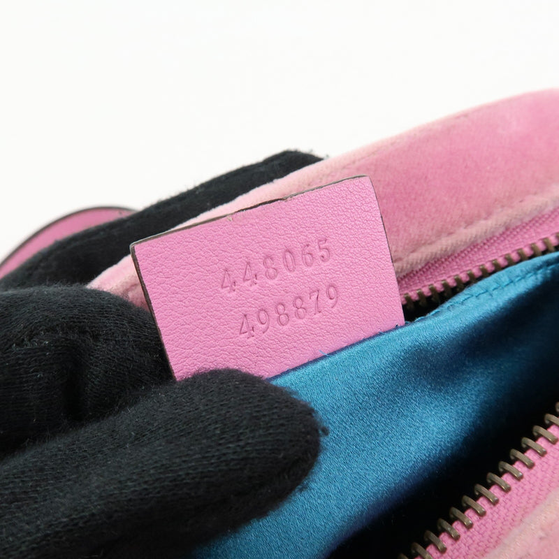 Gucci Gg Marmont Crystal Embellished Matelasse Velvet Pink Bag