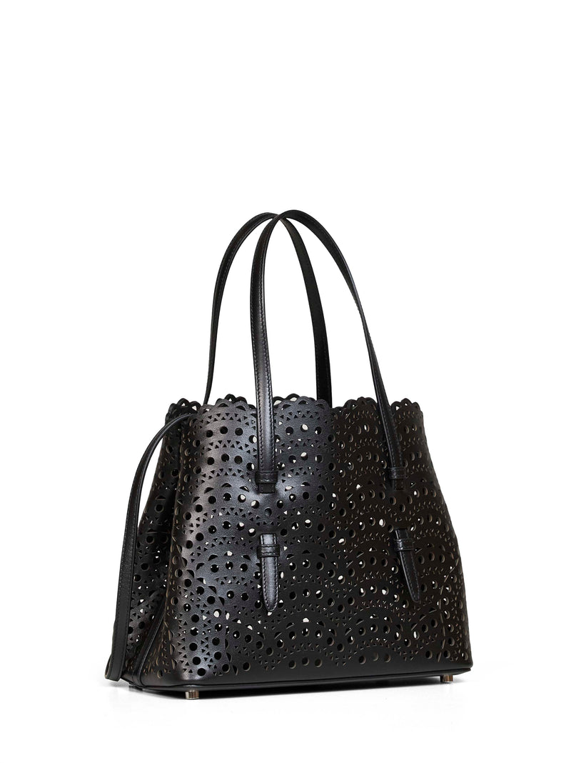 Alaïa Mina 25 Tote Bag — Black Calf Leather