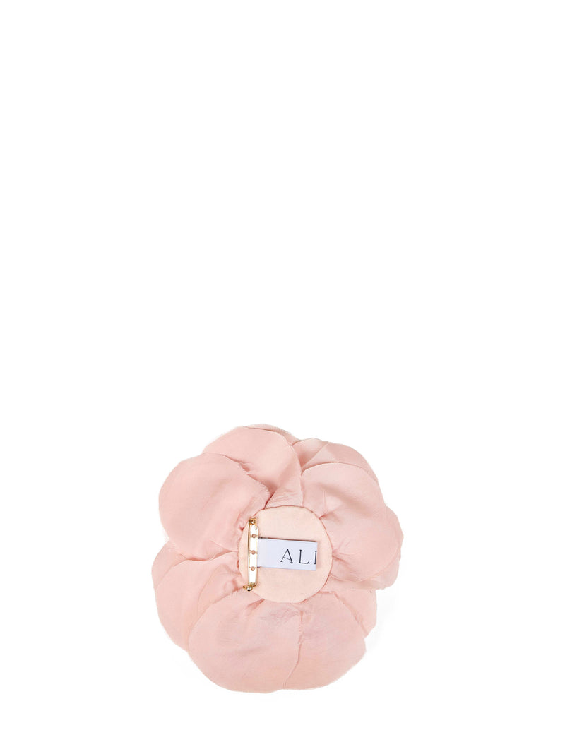 Alina Floral Viscose & Organza Brooch — Pink Cotton Brooches Pins