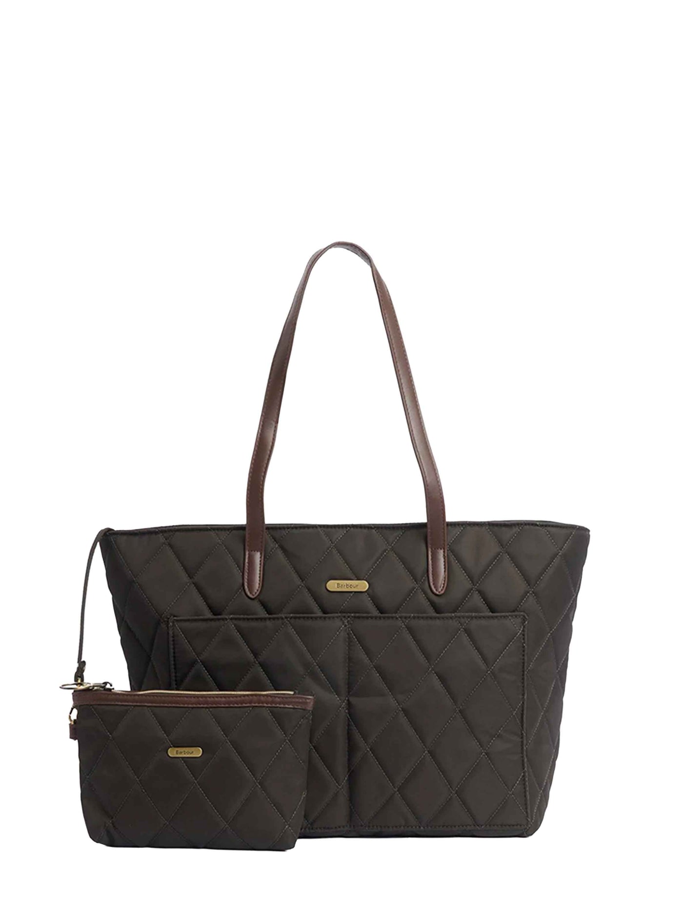 Barbour Quilted Nylon Tote Bag — Green Polyamide