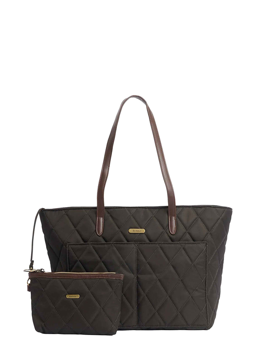 Barbour Quilted Nylon Tote Bag — Green Polyamide