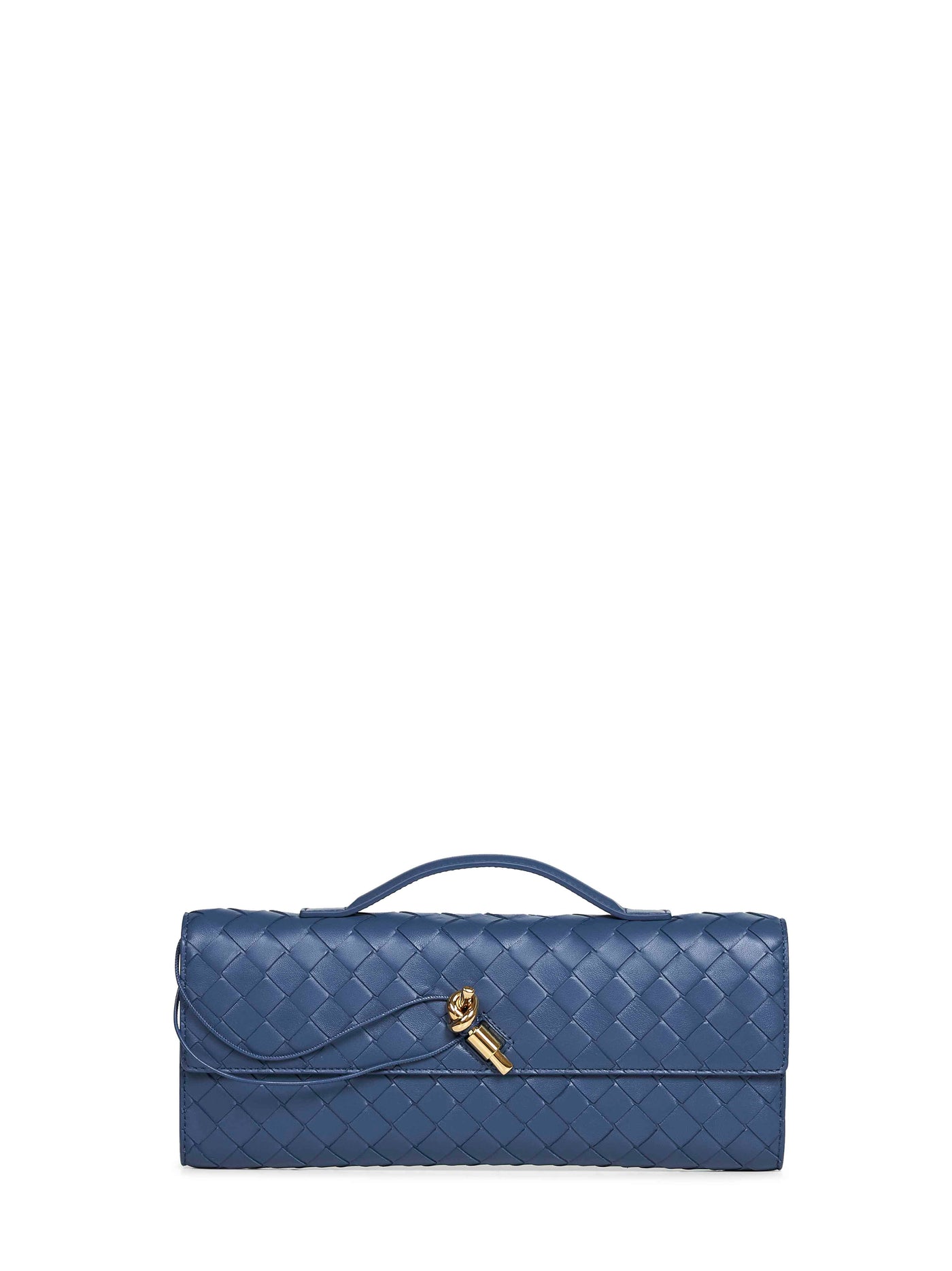 Bottega Veneta Andiamo Clutch — Blue Lambskin