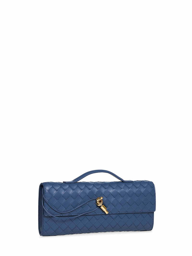 Bottega Veneta Andiamo Clutch — Blue Lambskin