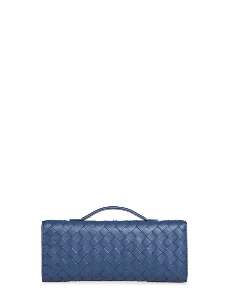 Bottega Veneta Andiamo Clutch — Blue Lambskin