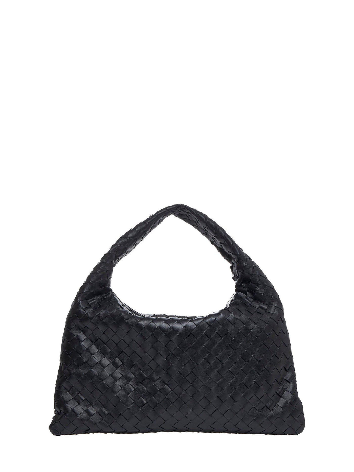Bottega Veneta Intrecciato Shoulder Bag — Black Calfskin