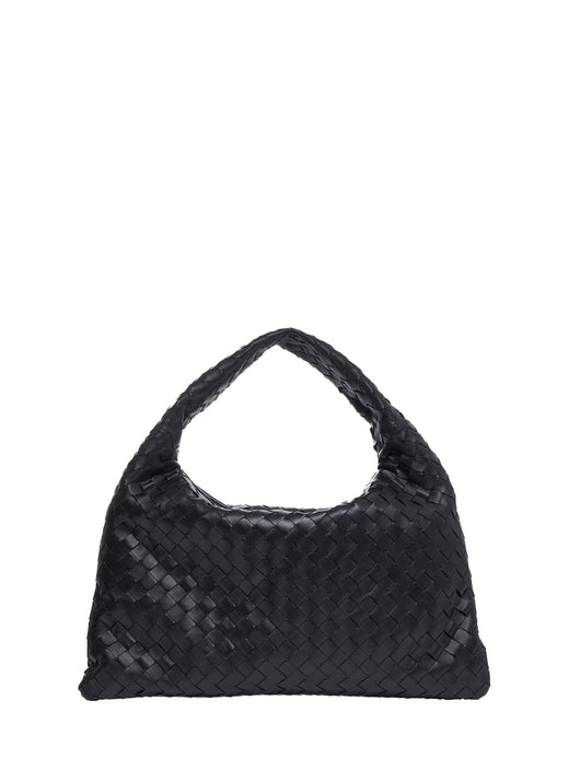 Bottega Veneta Intrecciato Shoulder Bag — Black Calfskin