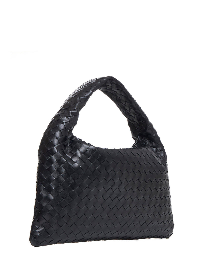 Bottega Veneta Intrecciato Shoulder Bag — Black Calfskin