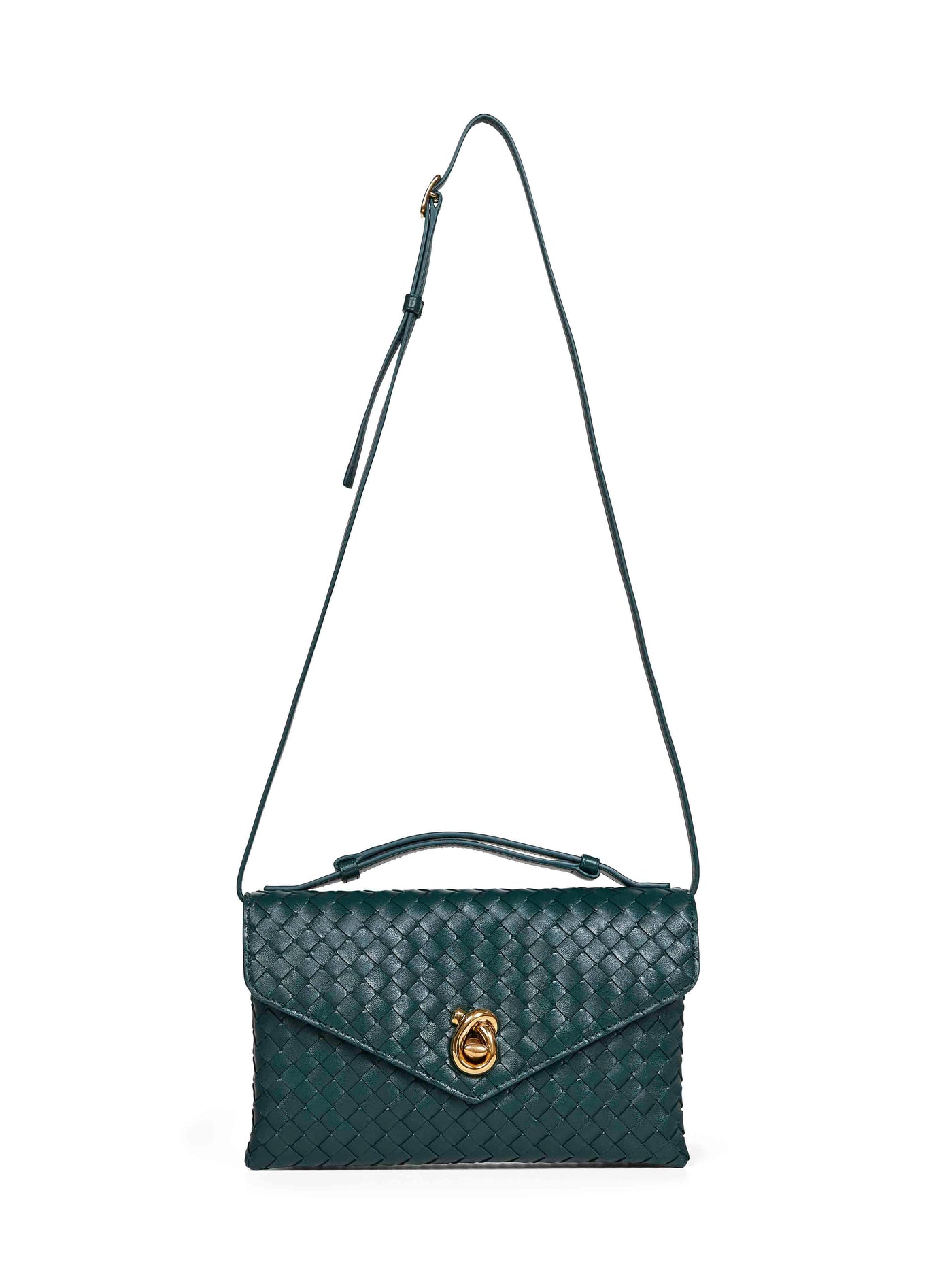 Bottega Veneta Intrecciato Lambskin Shoulder Bag — Green