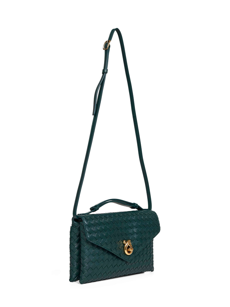 Bottega Veneta Intrecciato Lambskin Shoulder Bag — Green