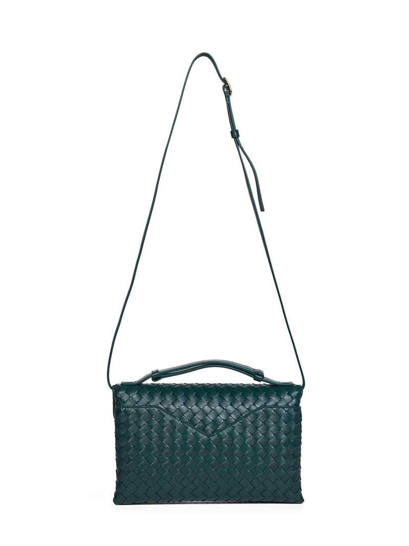 Bottega Veneta Intrecciato Lambskin Shoulder Bag — Green