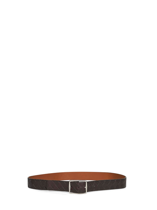 Bottega Veneta Reversible Intrecciato Calfskin Belt — Brown