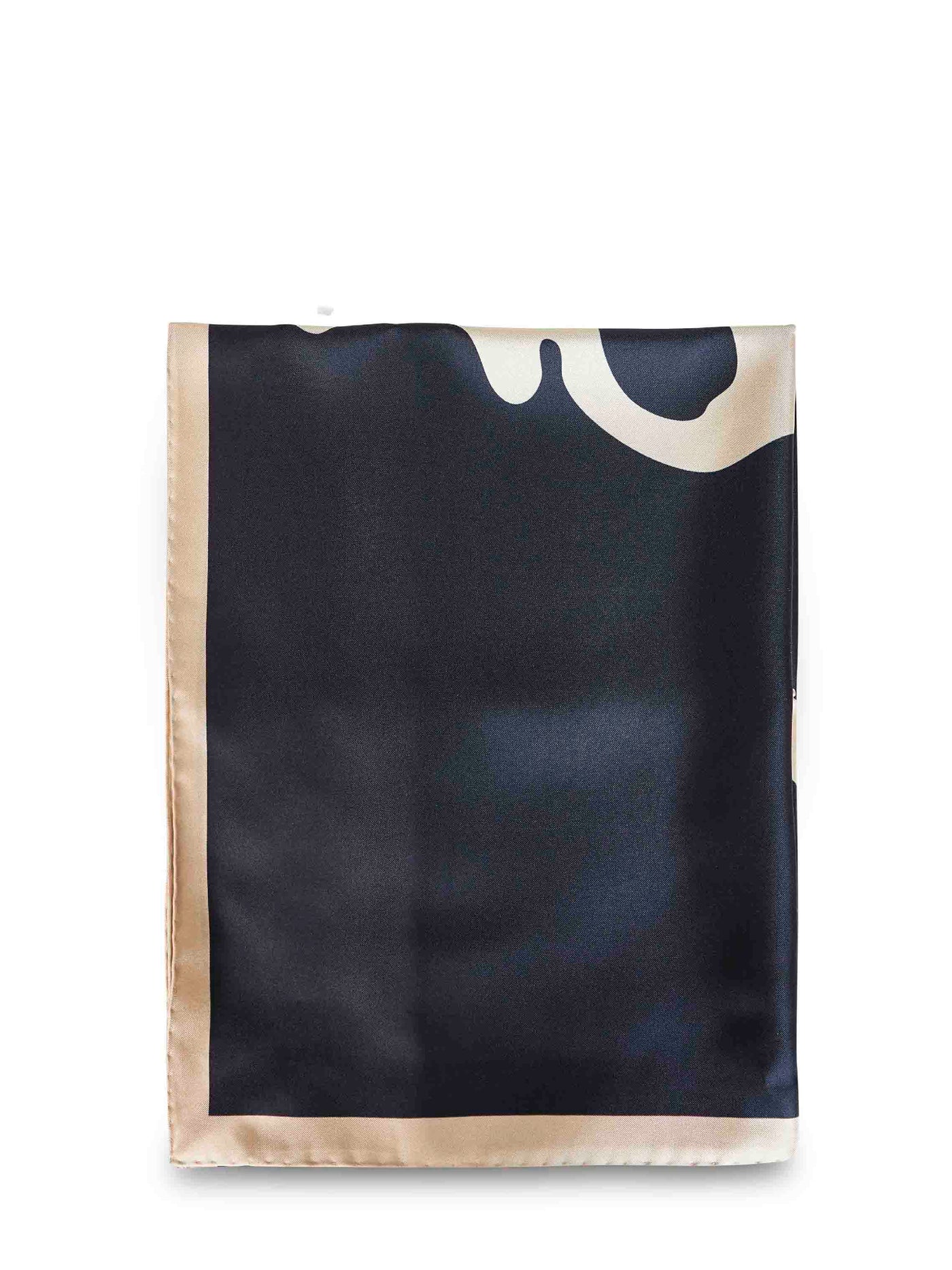 Bottega Veneta Graphic Print Silk Scarf — Navy Scarfs