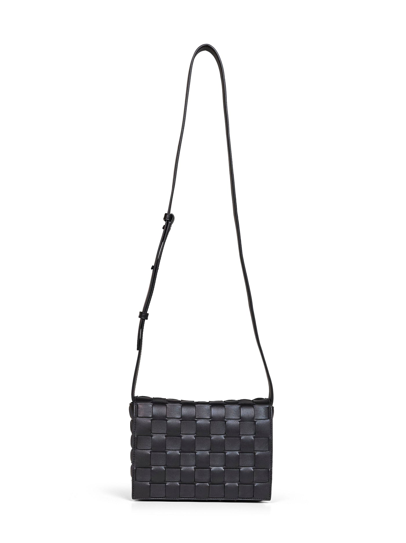 Bottega Veneta Woven Intrecciato Calfskin Crossbody Bag — Black Calf Leather