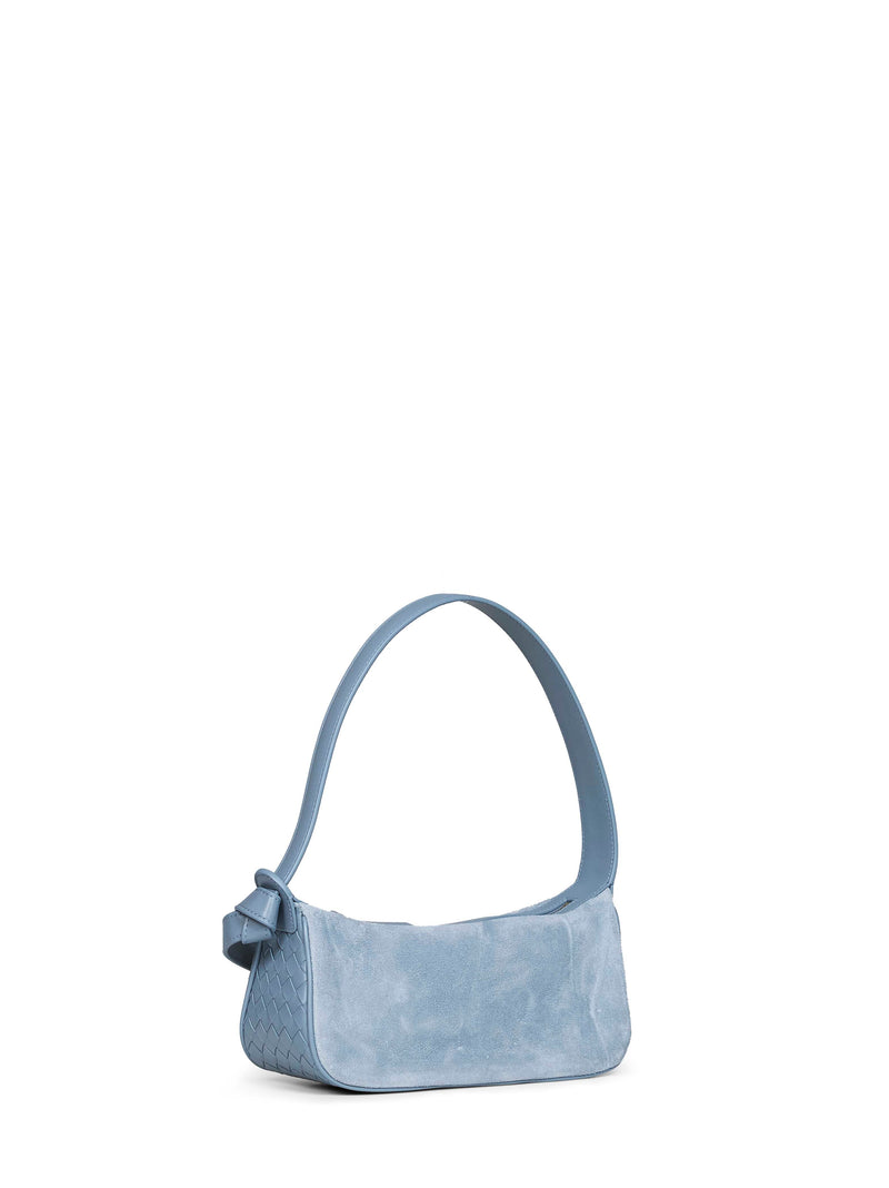 Bottega Veneta Intrecciato & Suede Shoulder Bag — Blue Calfskin