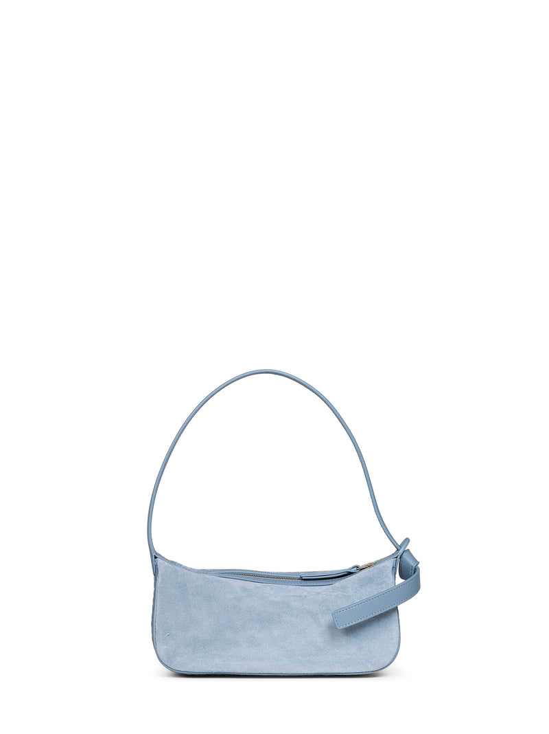 Bottega Veneta Intrecciato & Suede Shoulder Bag — Blue Calfskin