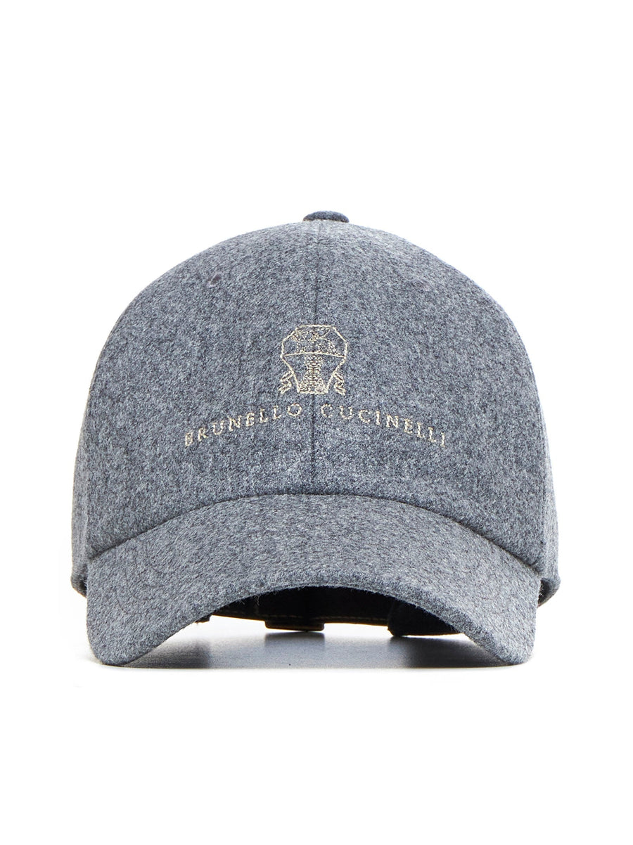 Brunello Cucinelli M038p9850-Cgq69 Virgin Wool Baseball Cap — Gray Caps
