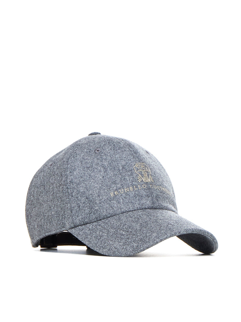 Brunello Cucinelli M038p9850-Cgq69 Virgin Wool Baseball Cap — Gray Caps