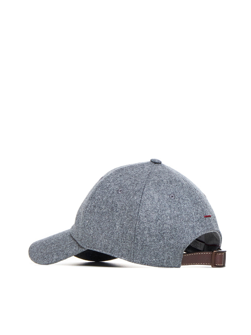 Brunello Cucinelli M038p9850-Cgq69 Virgin Wool Baseball Cap — Gray Caps