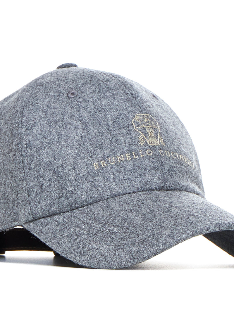 Brunello Cucinelli M038p9850-Cgq69 Virgin Wool Baseball Cap — Gray Caps