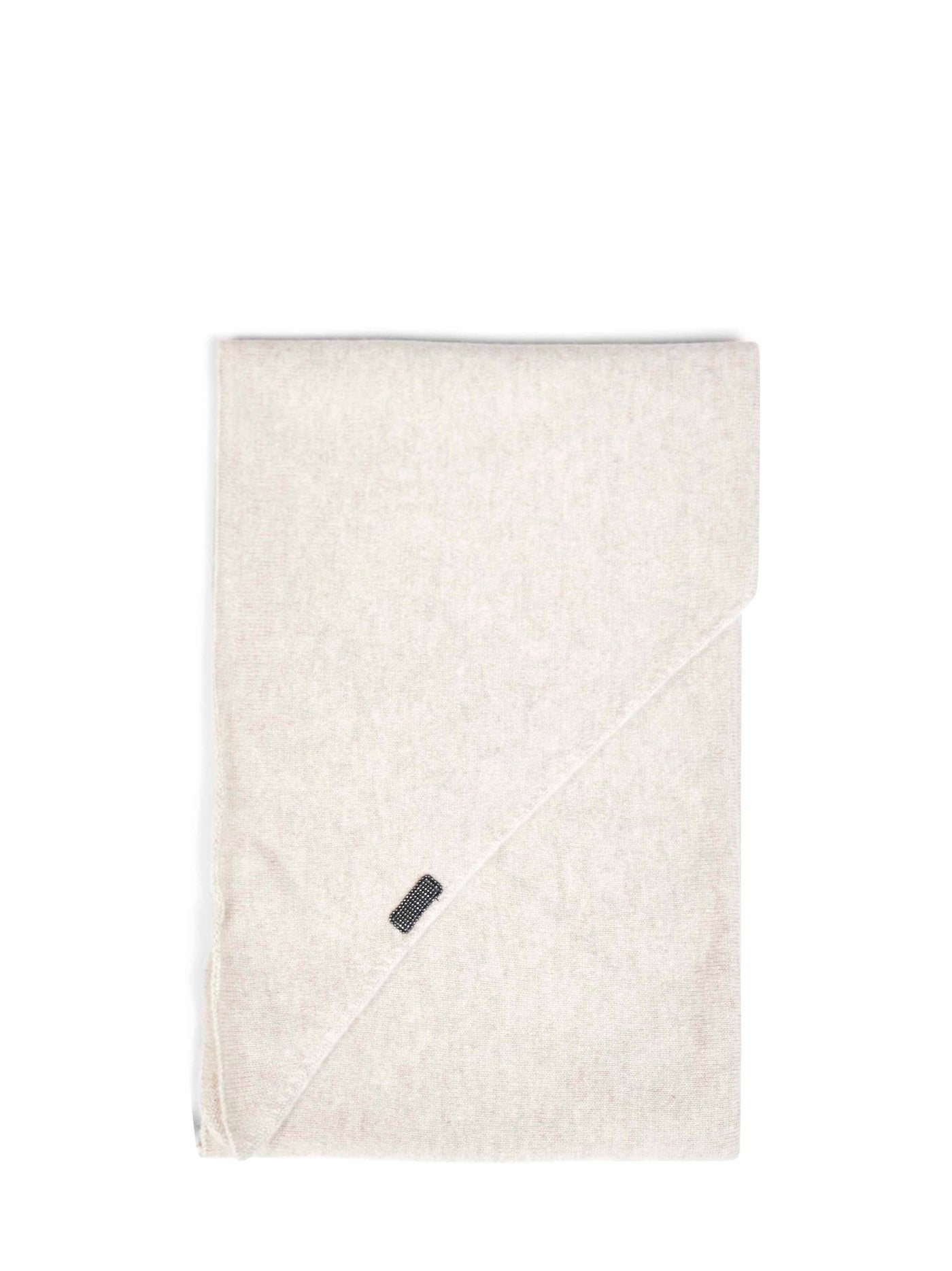 Brunello Cucinelli Cashmere With Monili Embroidery Scarf — Beige Scarfs