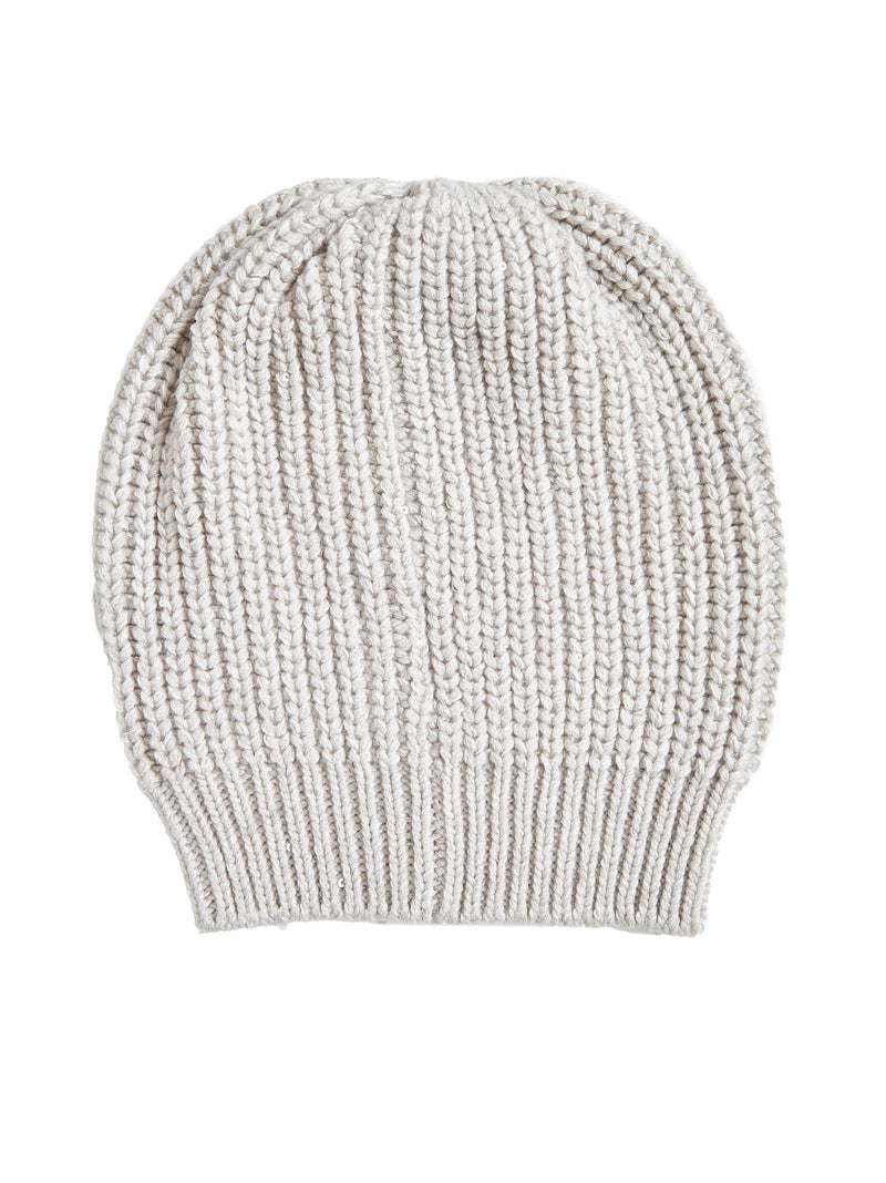 Brunello Cucinelli M32373999-C9610 Cashmere-Silk Blend Beanie — Gray Cashmere And Silk Beanies