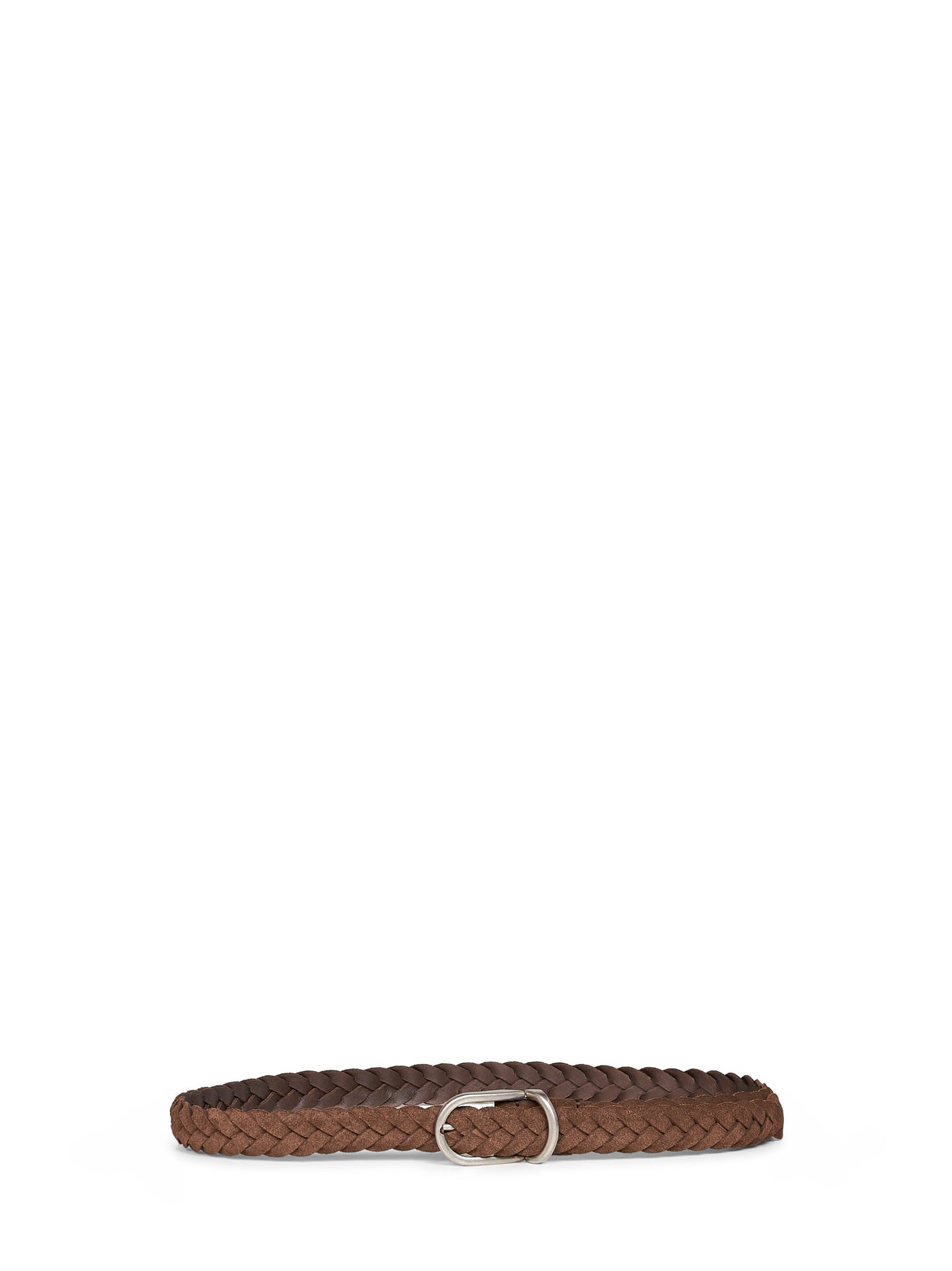 Brunello Cucinelli Woven Suede Belt — Brown Calf Leather