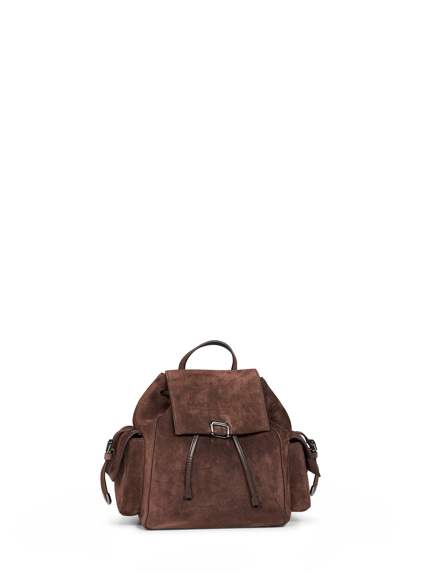 Brunello Cucinelli Suede Top Handle Backpack — Brown Calf Leather
