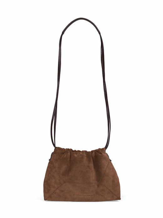 Brunello Cucinelli Calf Leather Pouch Shoulder Bag — Brown