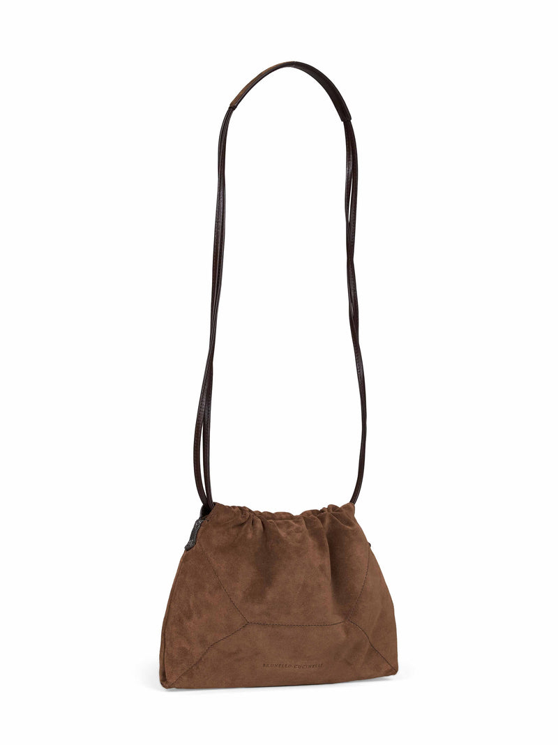 Brunello Cucinelli Calf Leather Pouch Shoulder Bag — Brown