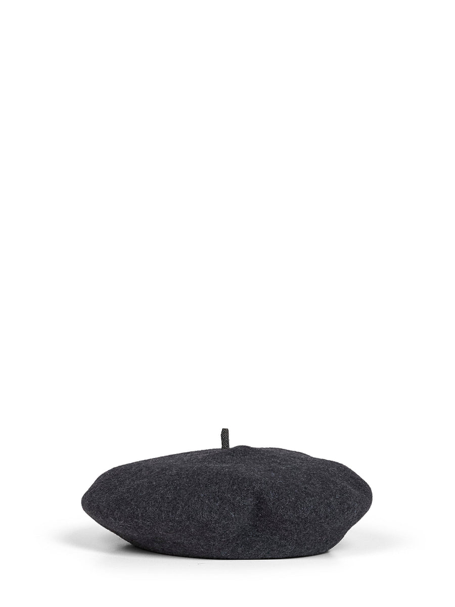 Brunello Cucinelli Mcap90136-C2803 Wool Beret — Gray Berets