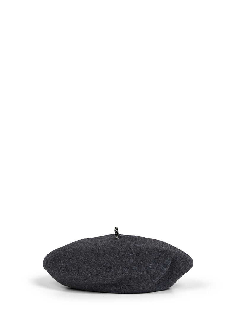 Brunello Cucinelli Mcap90136-C2803 Wool Beret — Gray Berets