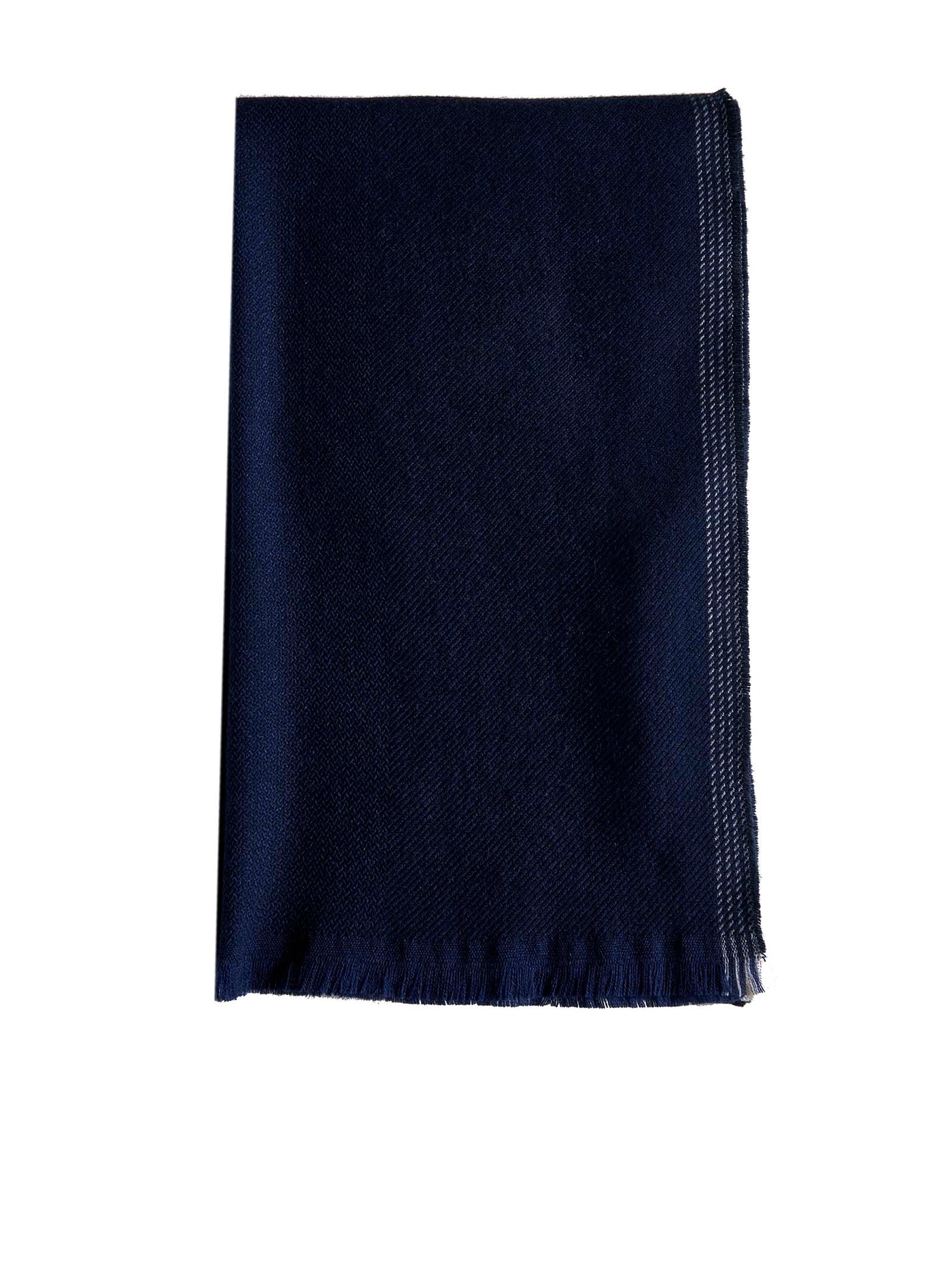 Brunello Cucinelli Wool-Cashmere Scarf — Navy Scarfs