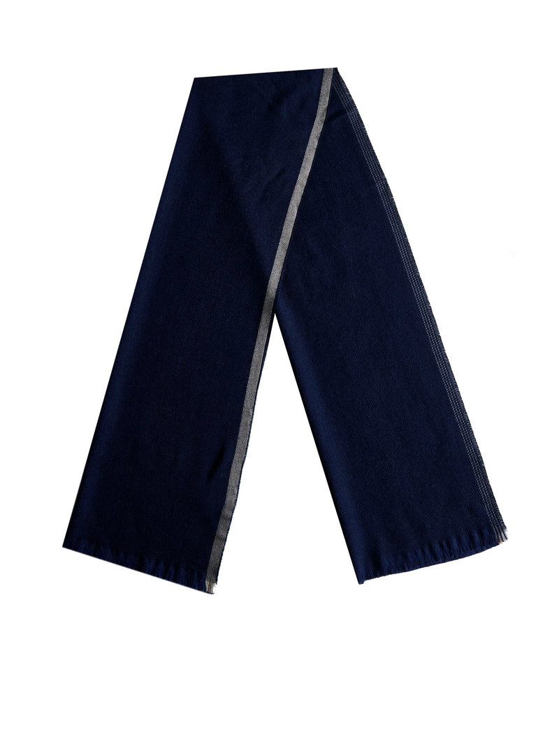 Brunello Cucinelli Wool-Cashmere Scarf — Navy Scarfs