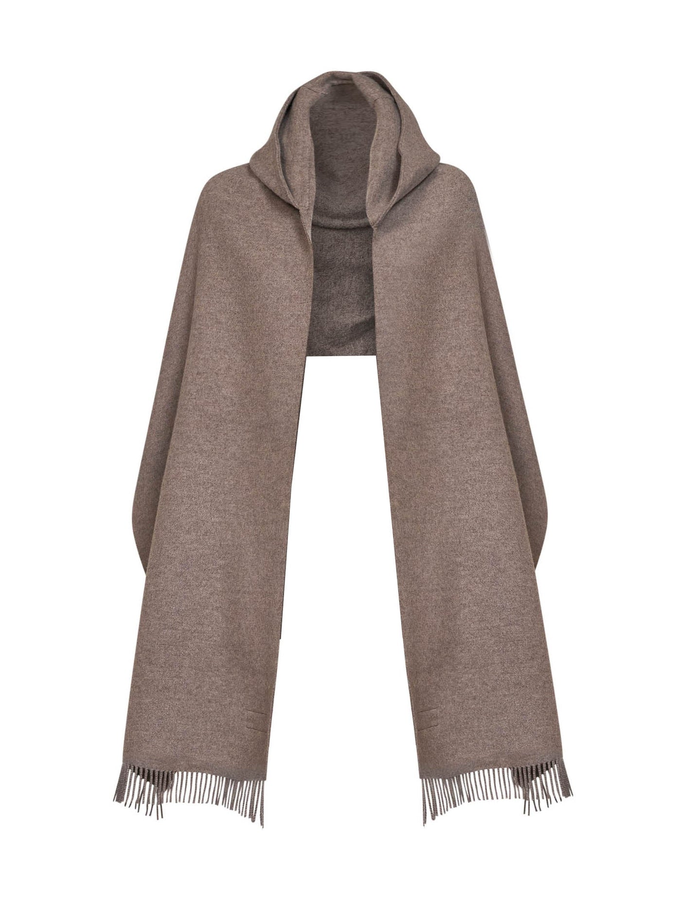 Brunello Cucinelli Hooded Knit Scarf — Brown Wool Scarfs