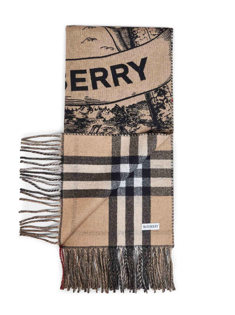 Burberry Gallant Knight Scarf — Beige Cashmere Scarfs