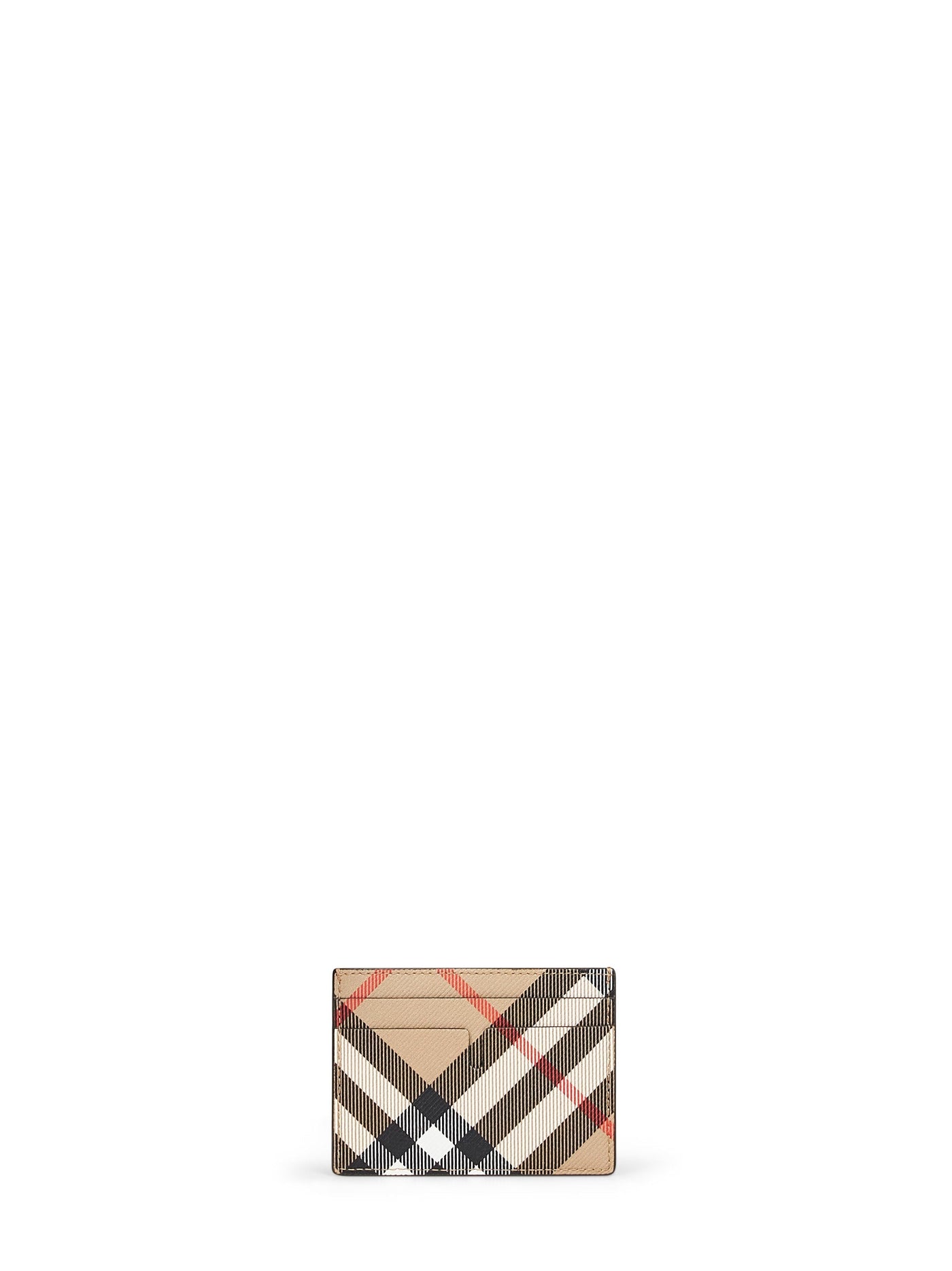 Burberry Check Card Case — Beige Polyurethane Wallets & Cardholders