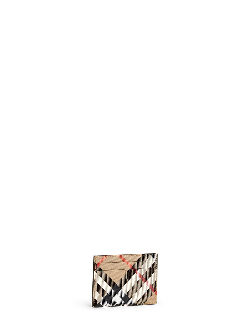 Burberry Check Card Case — Beige Polyurethane Wallets & Cardholders