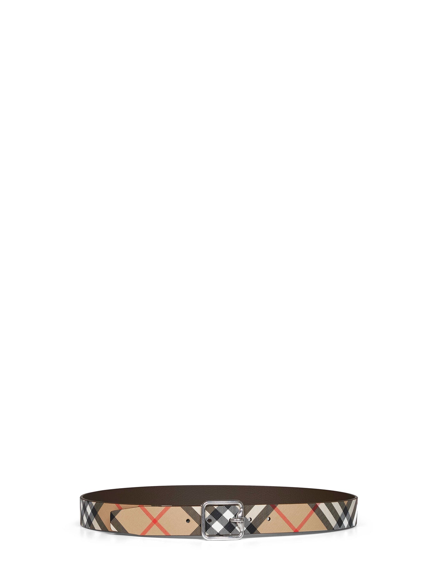 Burberry Reversible B-Buckle Belt — Beige Polyurethane