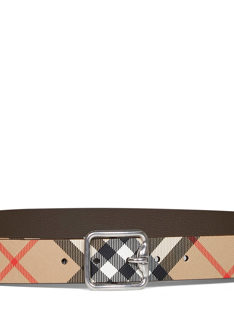 Burberry Reversible B-Buckle Belt — Beige Polyurethane