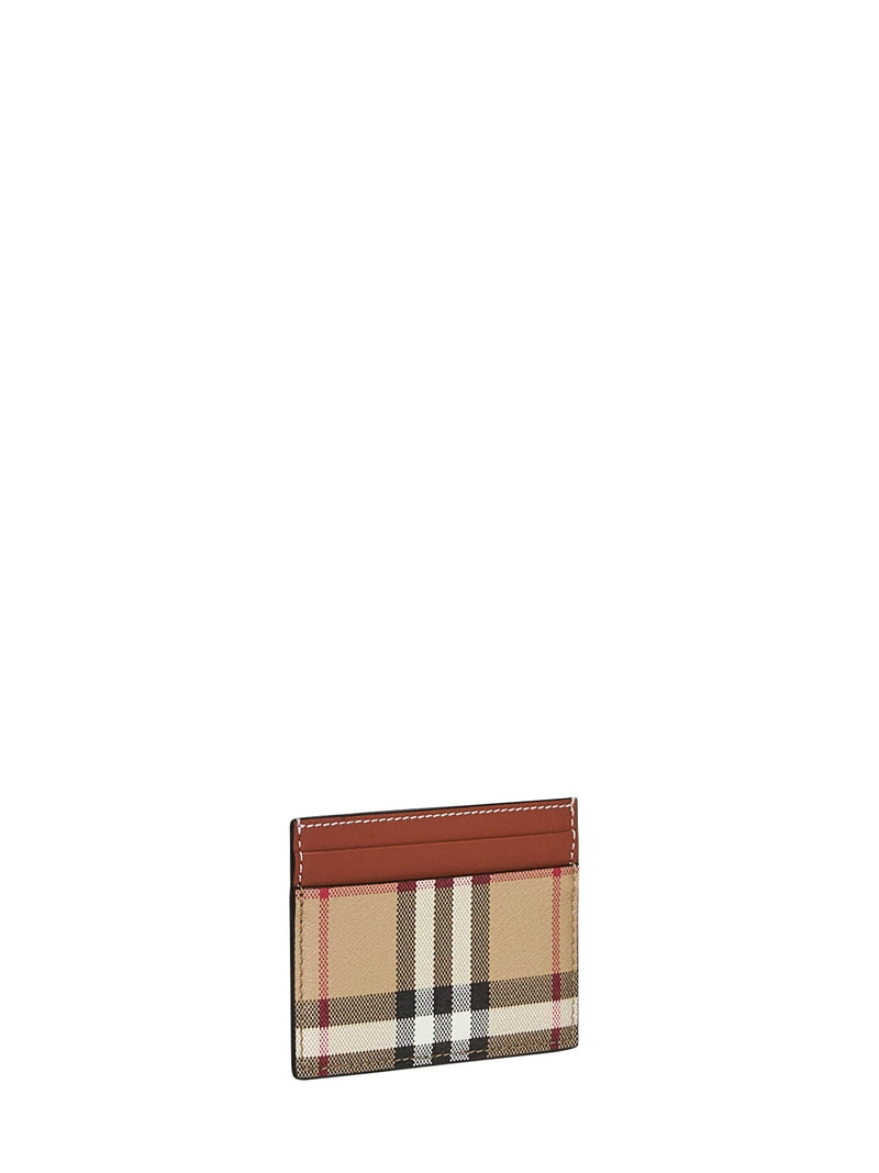 Burberry Archive Check Card Case — Brown Polyurethane Wallets & Purses
