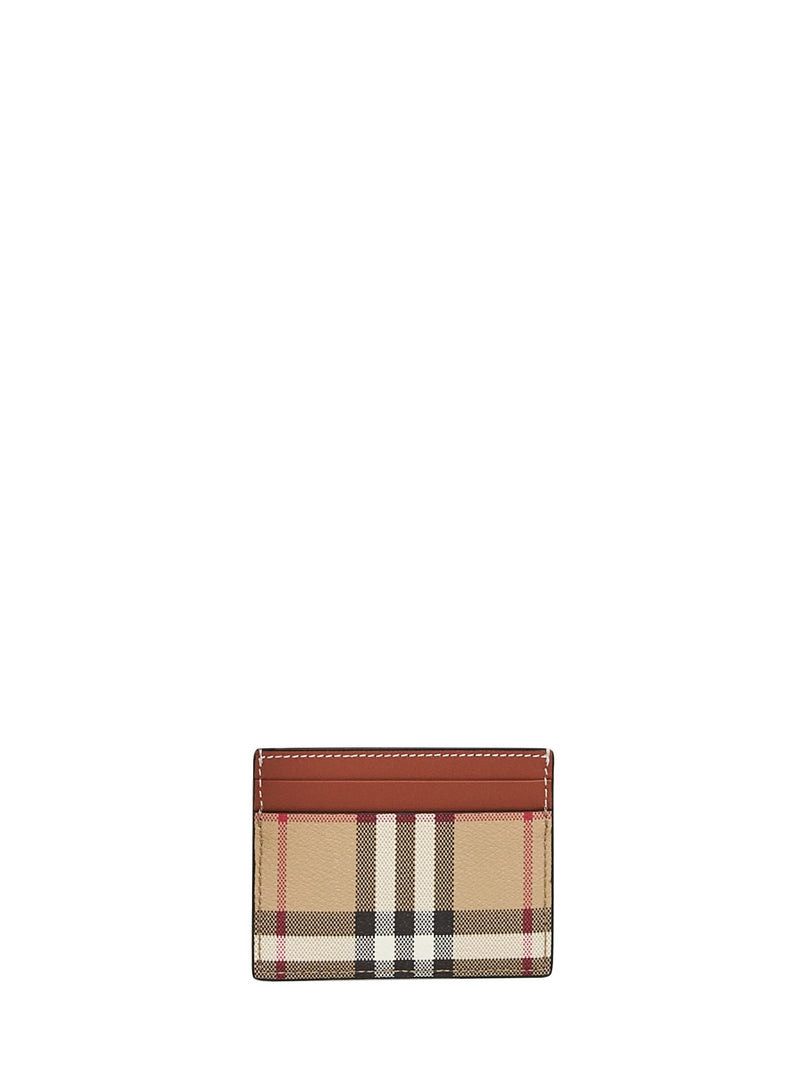 Burberry Archive Check Card Case — Brown Polyurethane Wallets & Purses