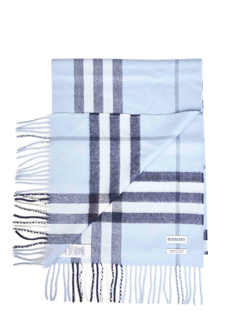 Burberry Cashmere Check Scarf — Blue Scarfs