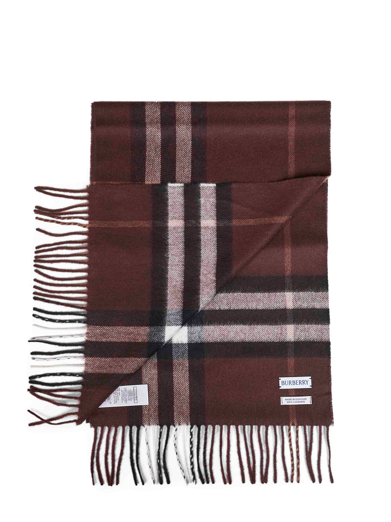 Burberry Cashmere Check Scarf — Brown Scarfs