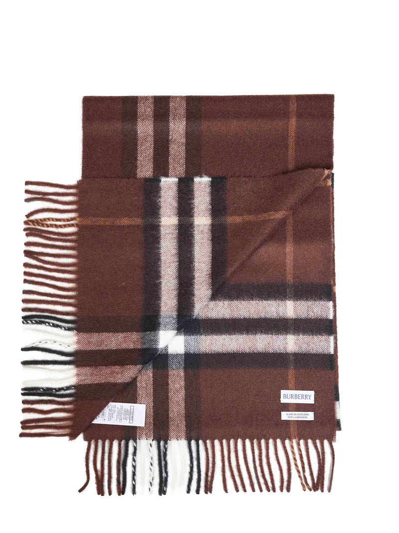 Burberry Check Cashmere Scarf — Brown Scarfs