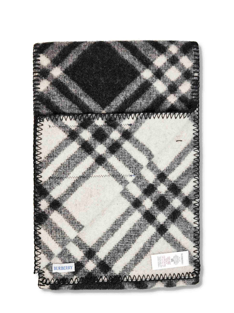 Burberry Check Wool Scarf — Black Scarfs