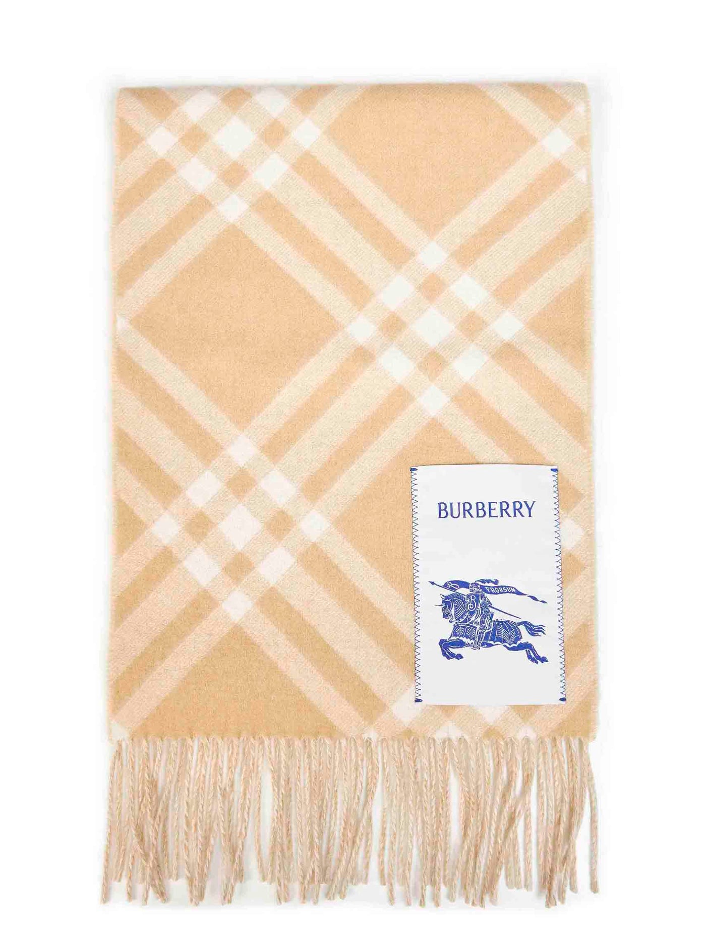 Burberry Check Scarf — Beige Cashmere Scarfs