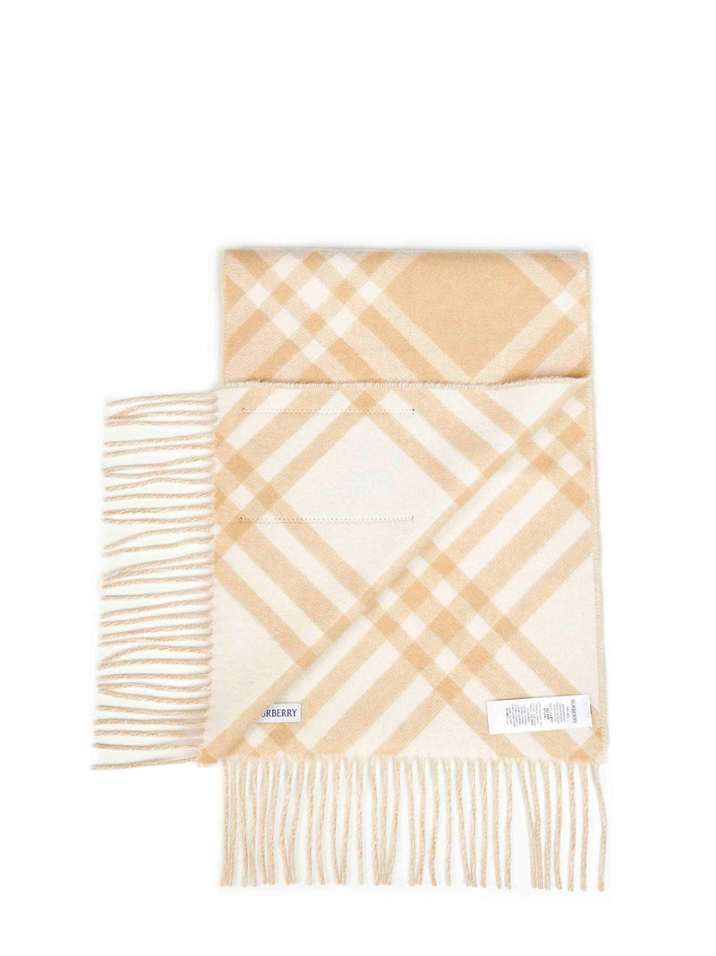 Burberry Check Scarf — Beige Cashmere Scarfs